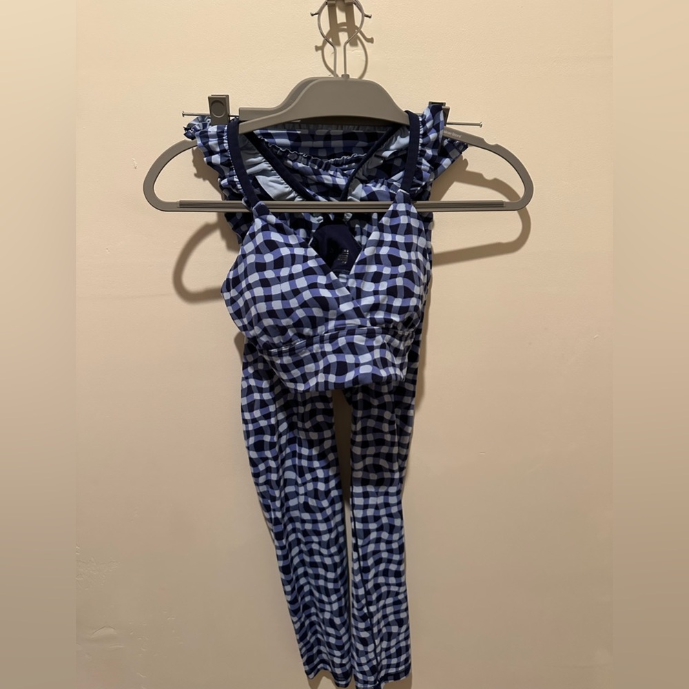 Offline by Aerie Navy and Light Blue Checkered Activewear - Set (Size M)